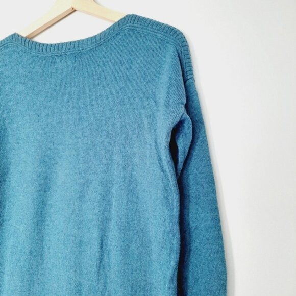 OLD NAVY Marled Sweater Knit Top High Low Hem 3/4 Sleeve Blue Sz S - Picture 10 of 13
